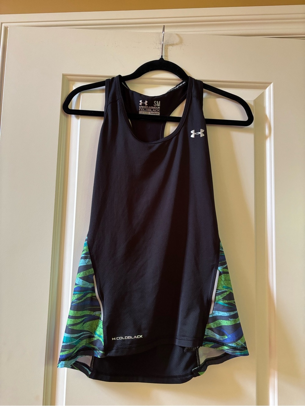 Under Armour Black Racerback Tank with Blue-Green Side Panels